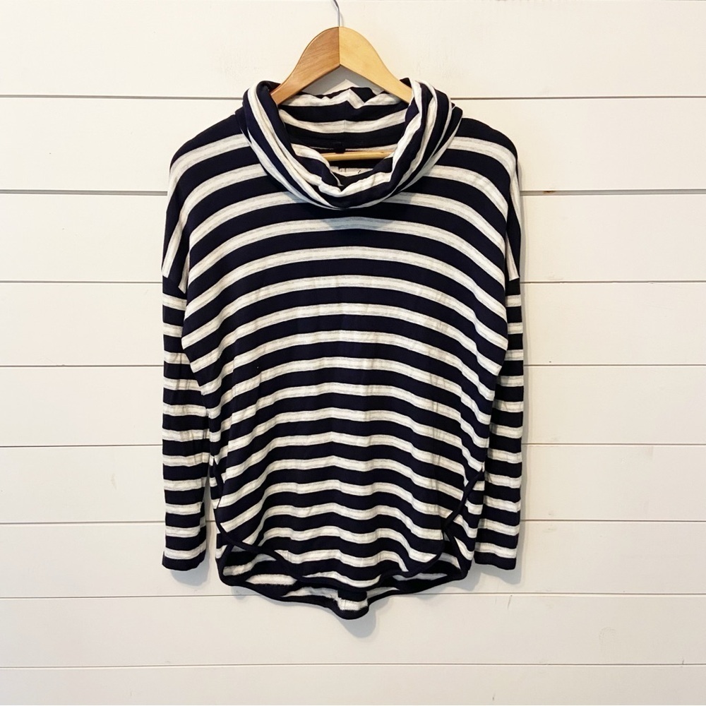 Lou & Grey | Women’s Stripped Turtleneck Stretchy Pullover Top Size Small